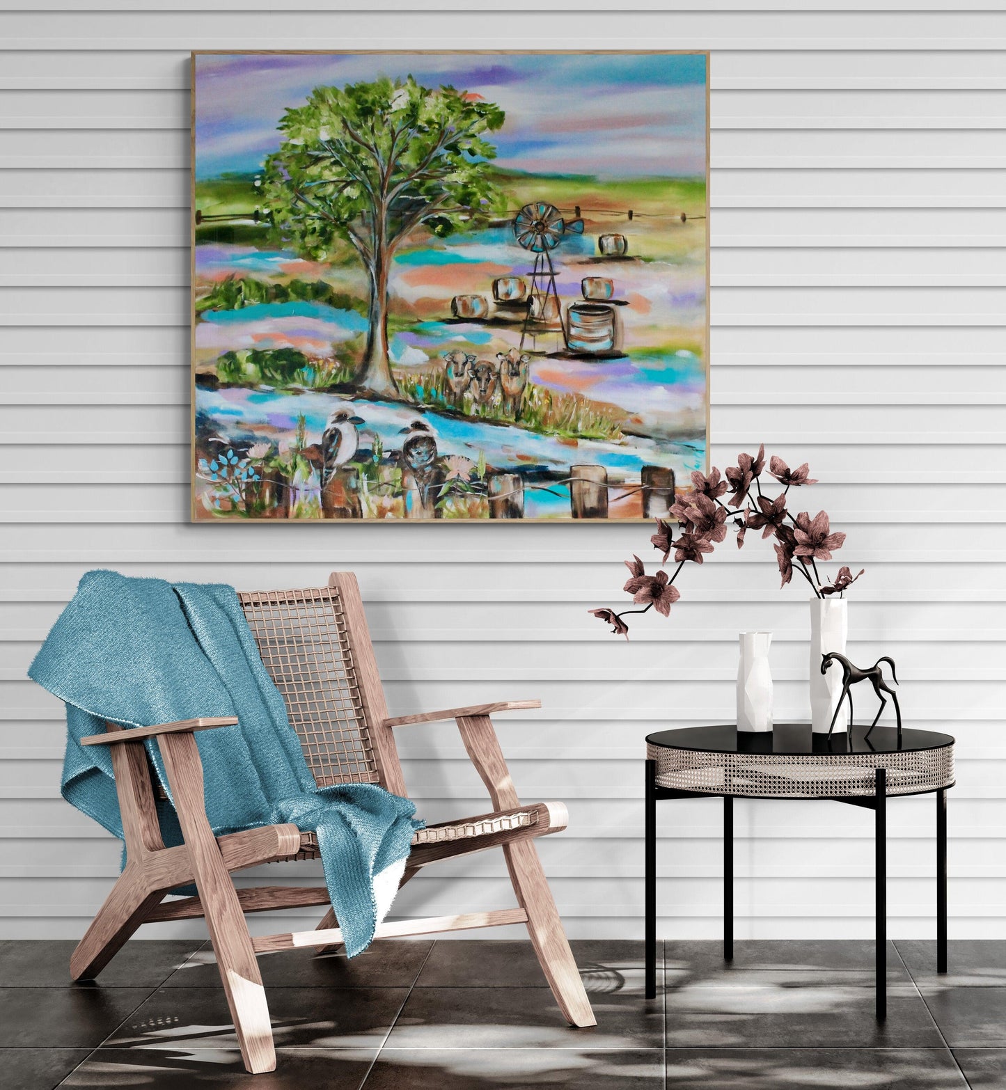 Australian Outback Symphony: A Serene Canvas of Rural Charm - Julia Jones Art