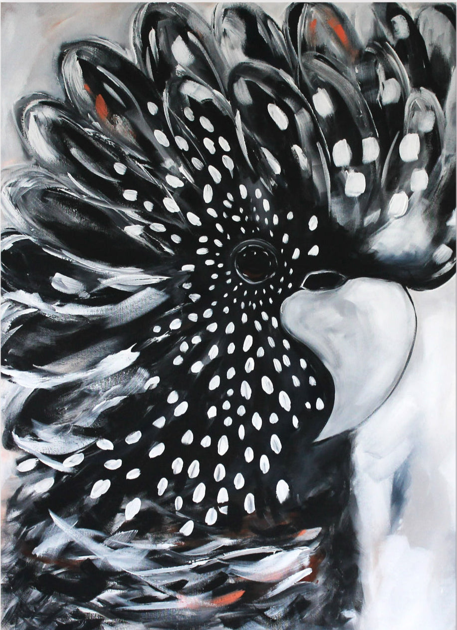 Monochrome Majesty: Black Cockatoo – A3 Art Print