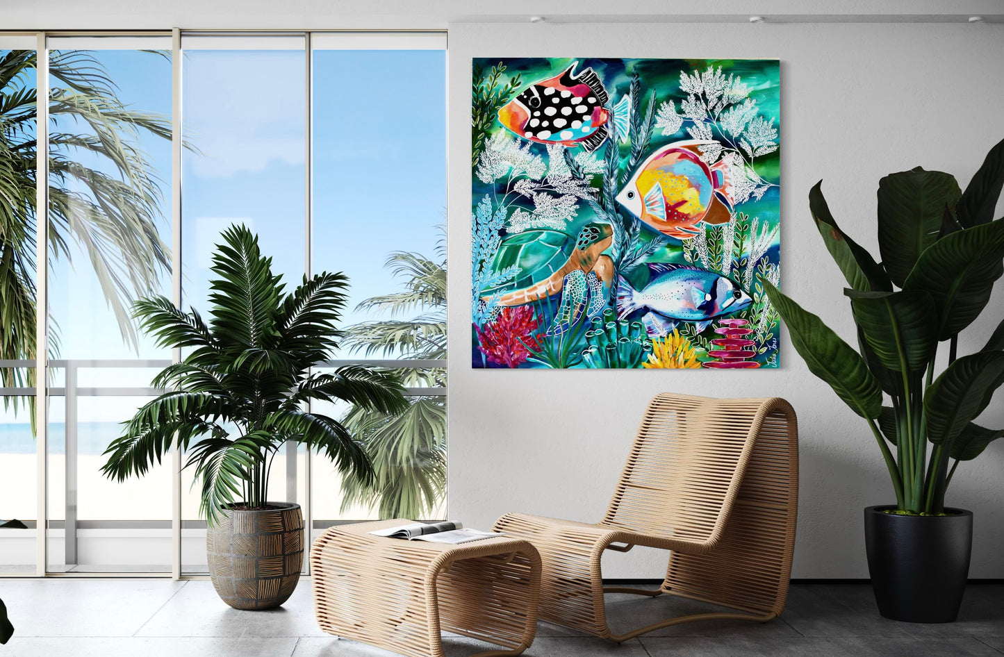 Aquatic Symphony - Life on the Reef - 100 x 100 cm