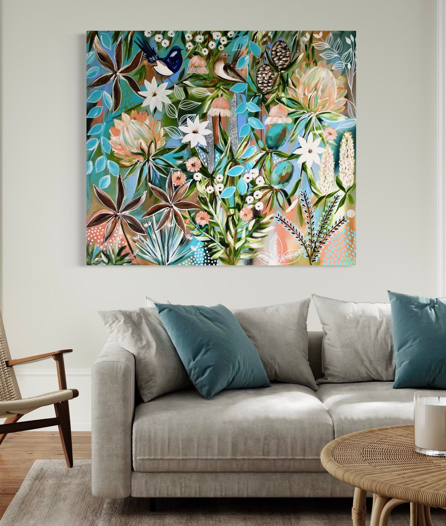 Songbirds in Bloom - 100 x 110 cm