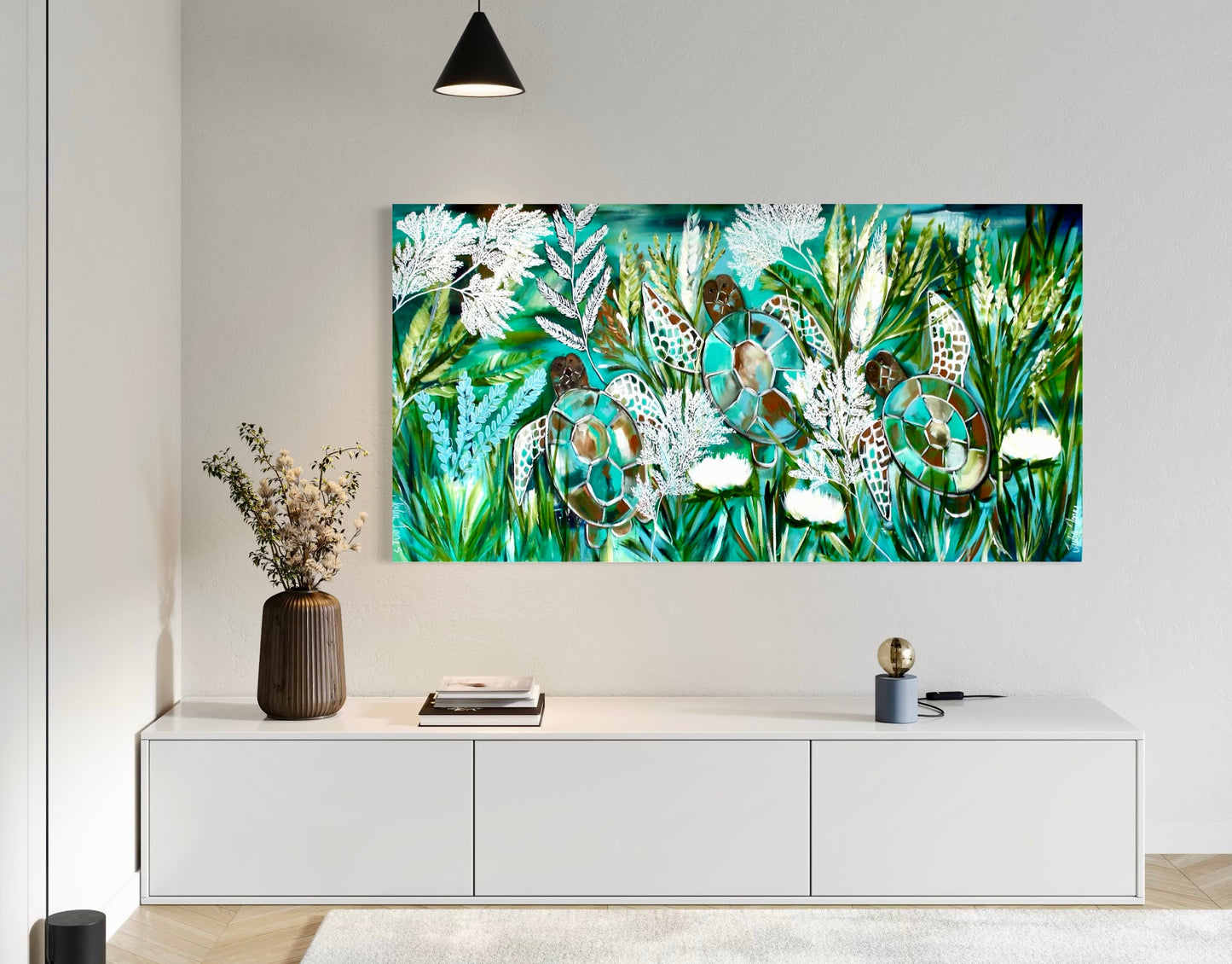 Tidal Garden - where Sea Turtles Glide - 140 x 70 cm