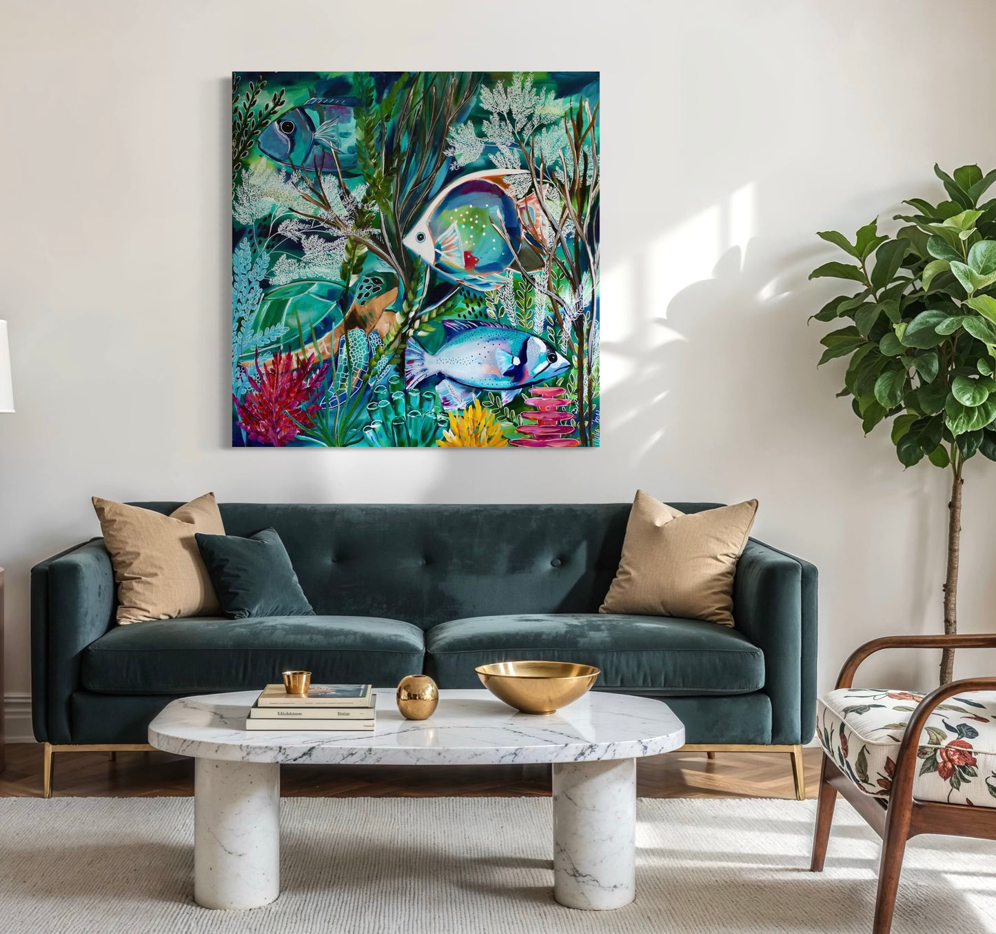 Underwater Garden - 100 x100 cm