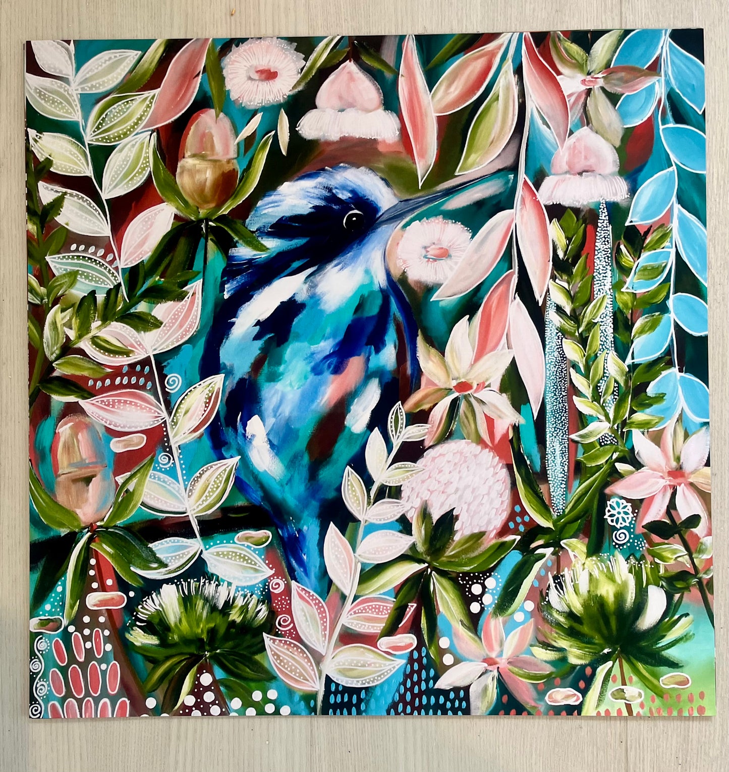 40x40cm print - kingfisher bloom