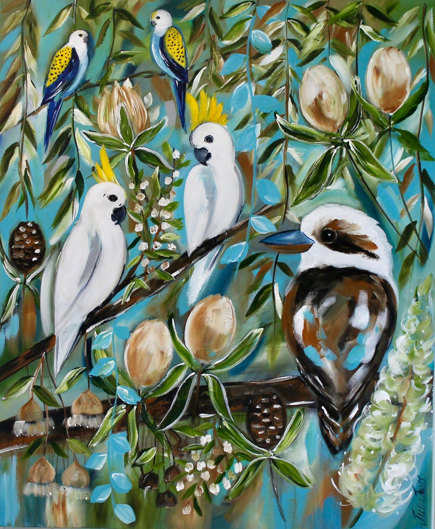 Gathering Among the Proteas - 1mx900 - Julia Jones Art