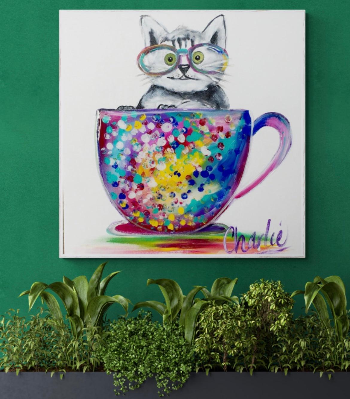 Charlie Cat 60 x 60 - Original Artwork - Available by Commission
