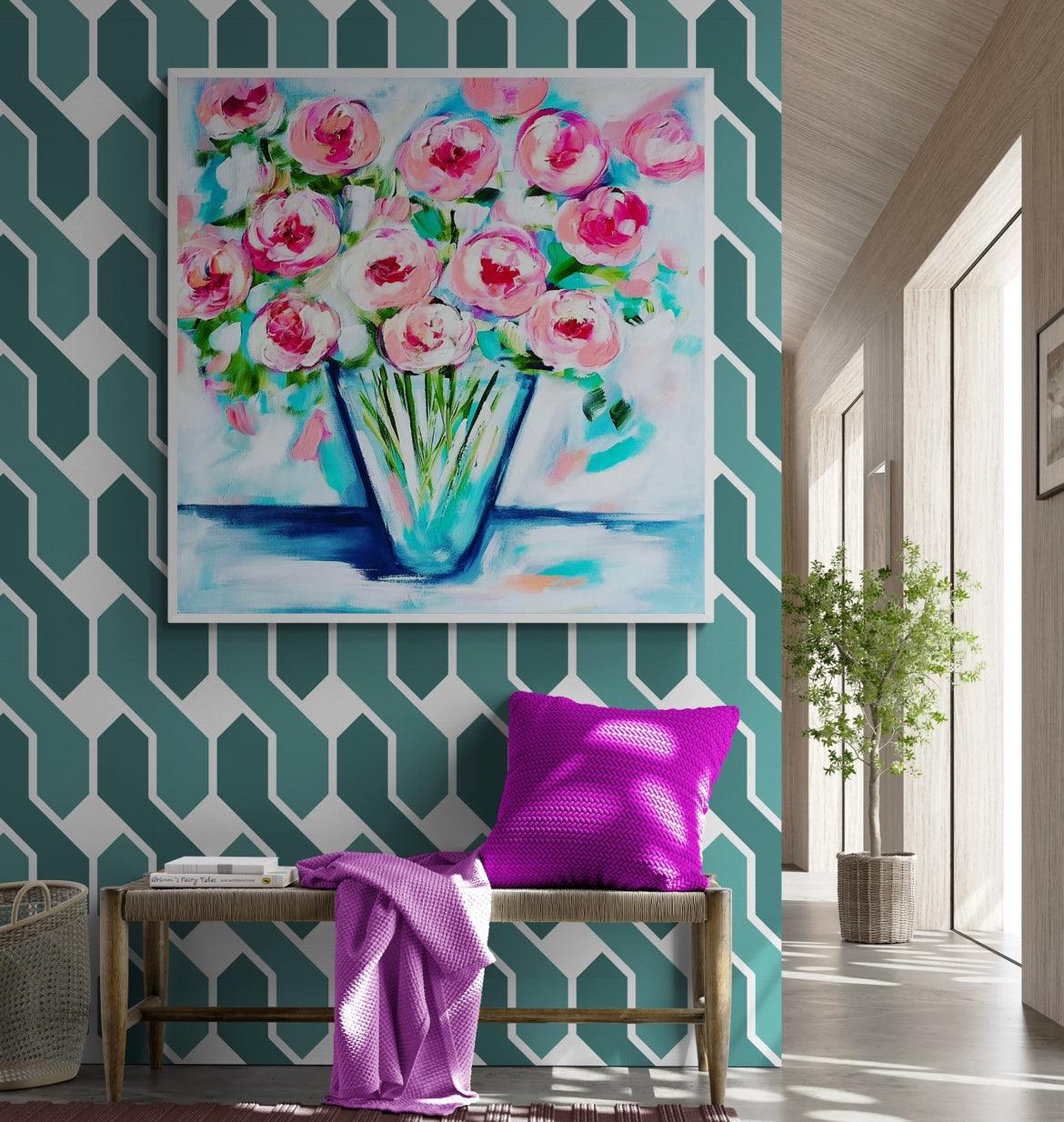 Too Pretty Floral Bouquet - 900 x 900 - Original Artwork - Available by Commission