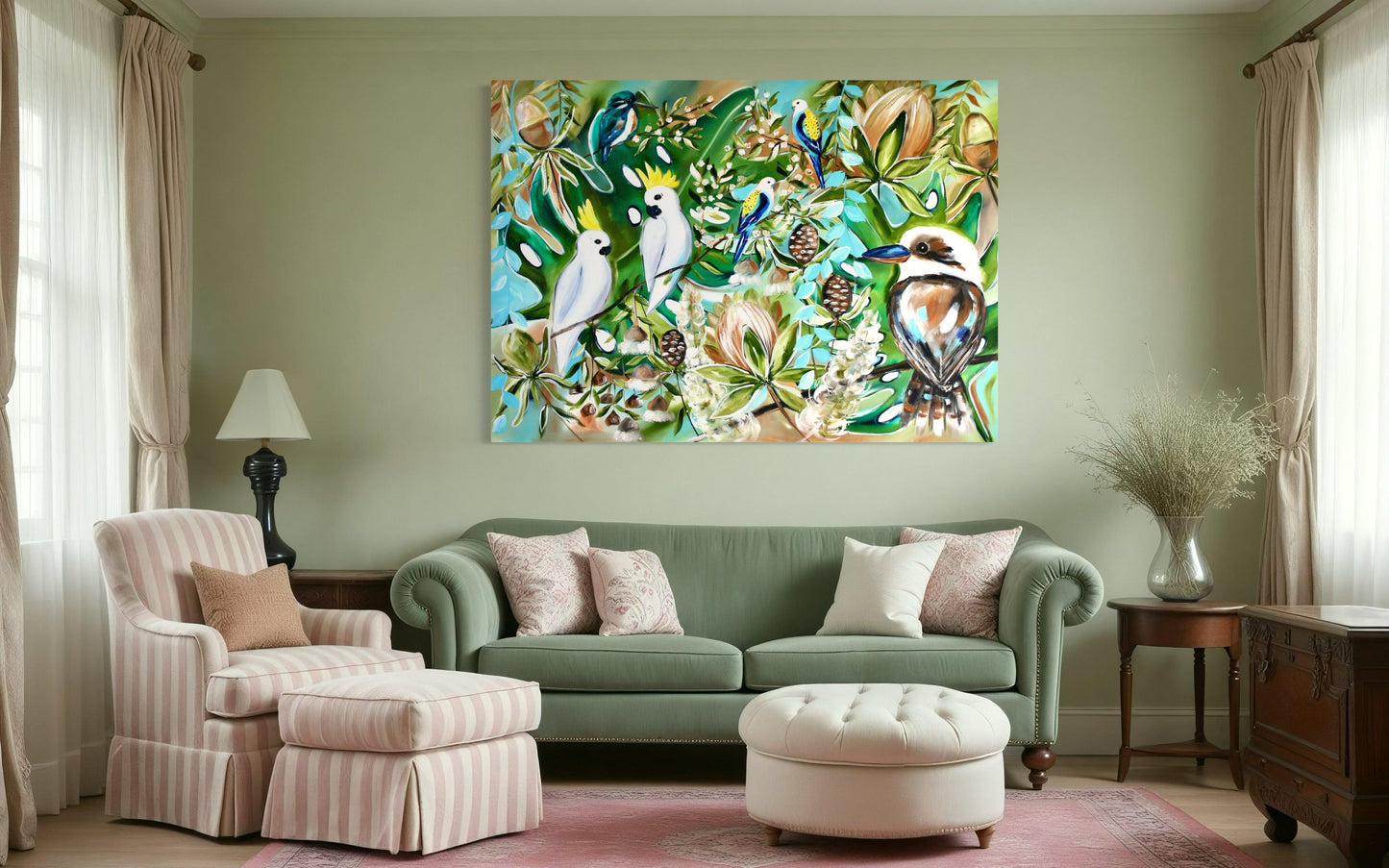 Songbirds of the Australian Bush - 1.4x1.1m - Julia Jones Art