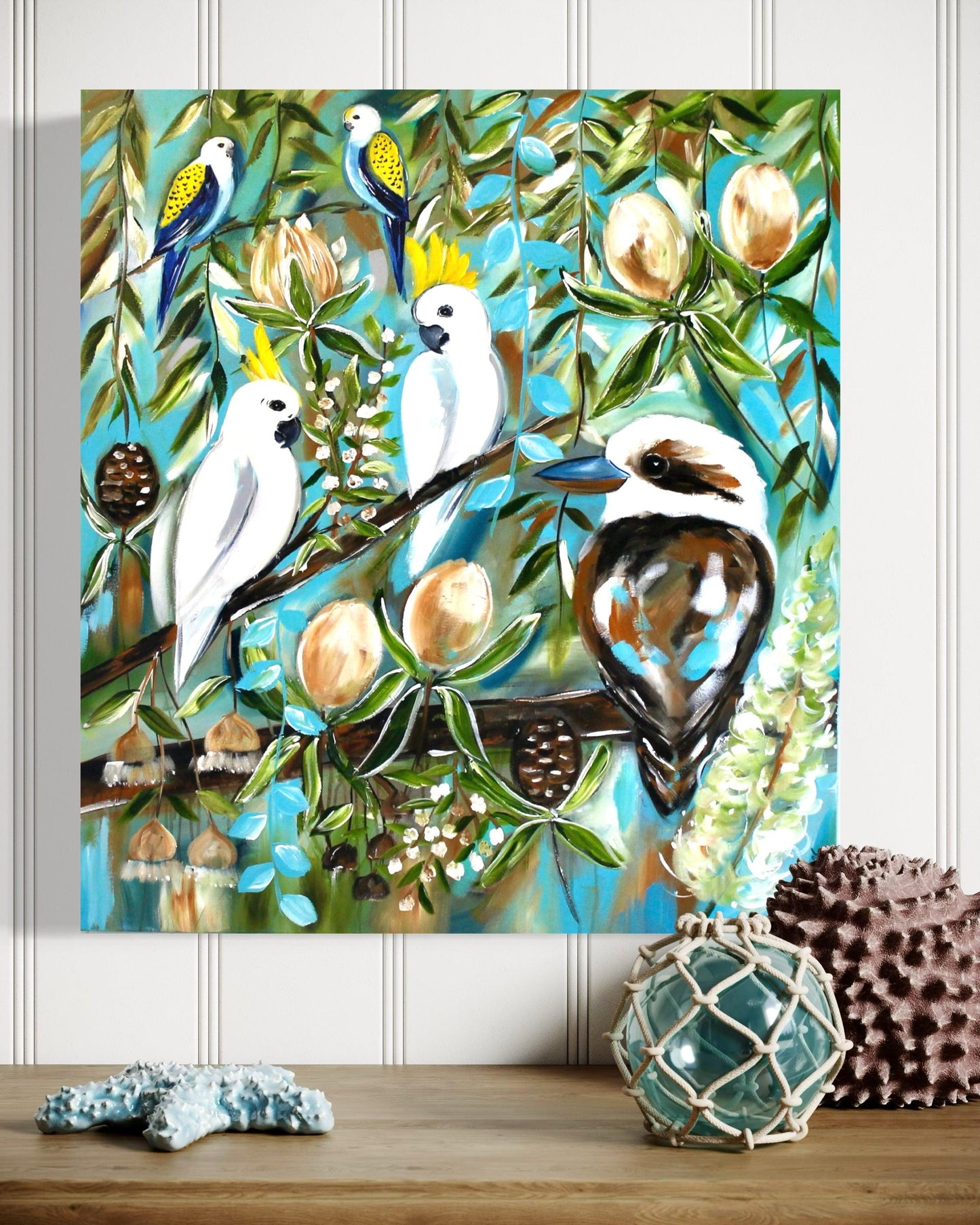 Gathering Among the Proteas - 1mx900 - Julia Jones Art