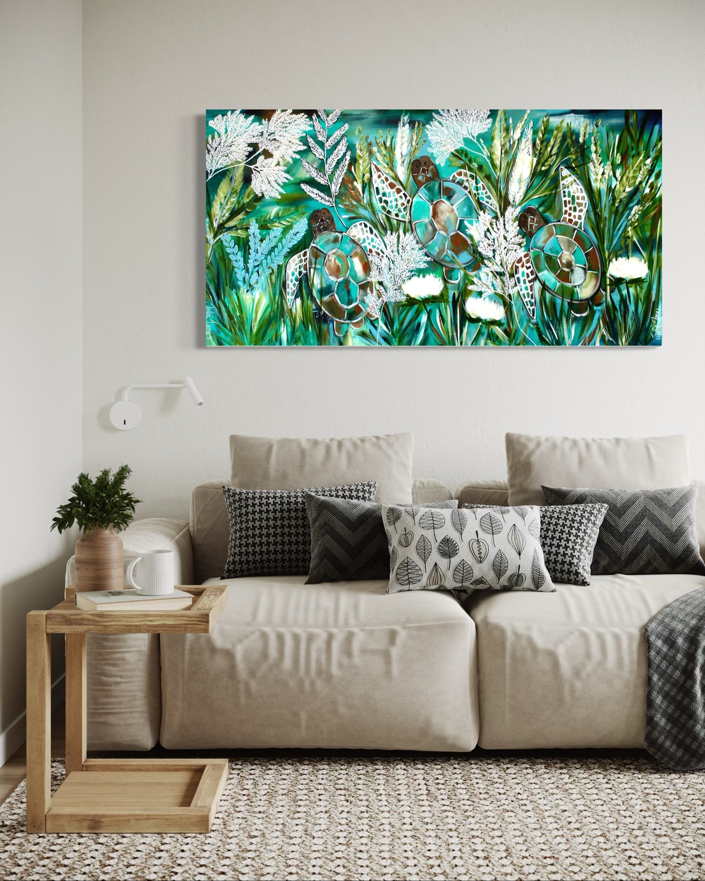 Tidal Garden - where Sea Turtles Glide - 140 x 70 cm