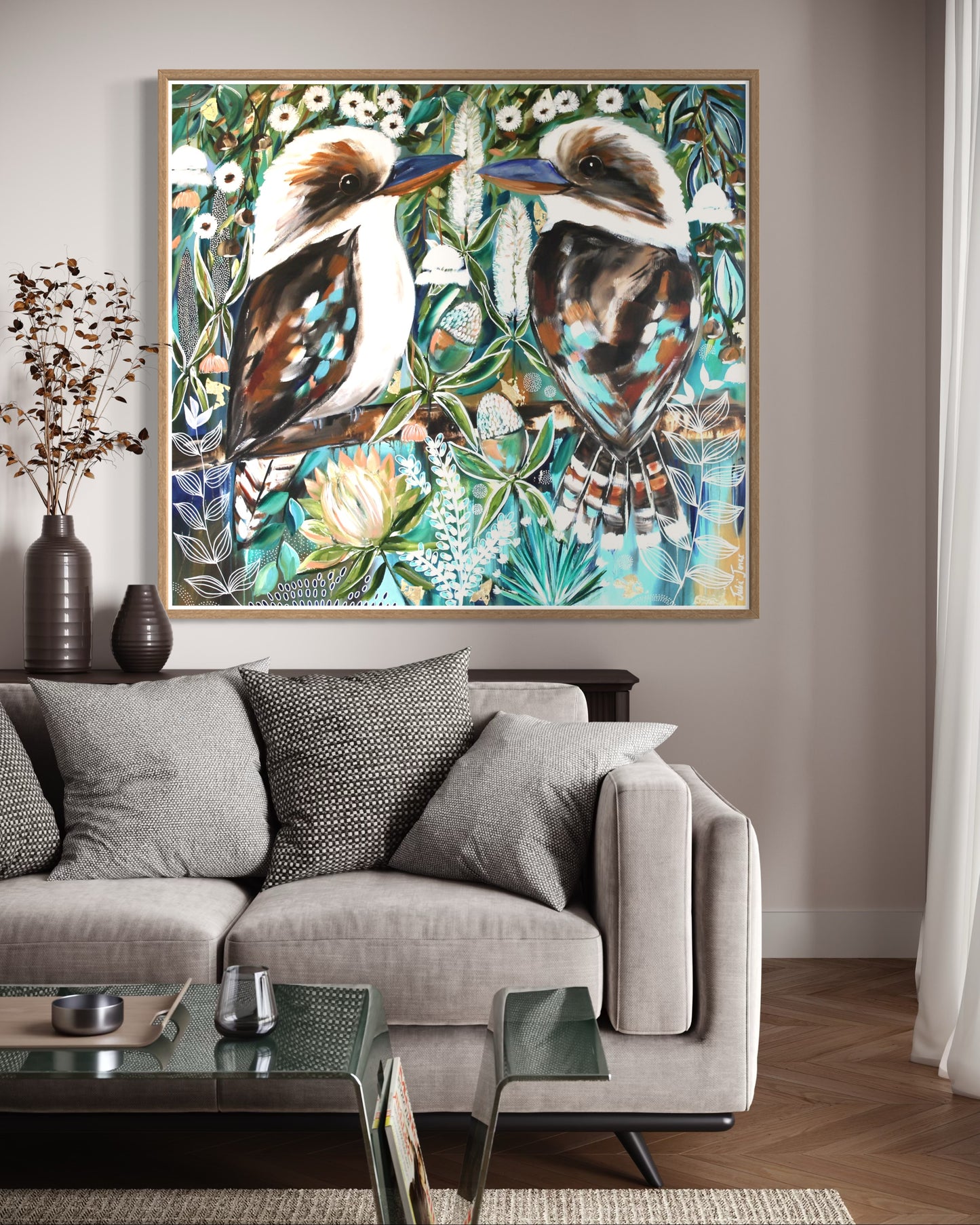 Whispers of the Bush - Original Kookaburra Artwork - 1.1x1m