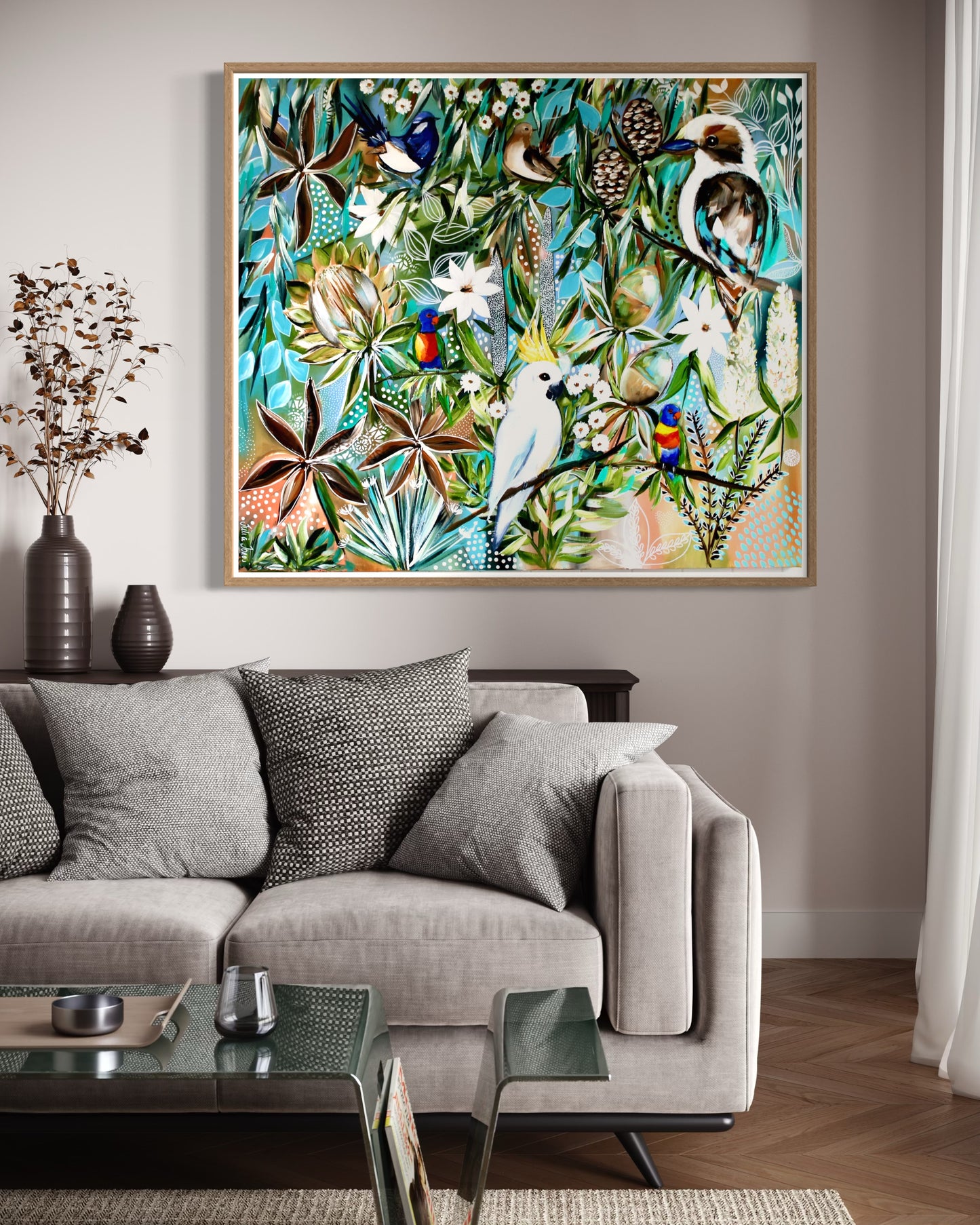 Wings among the Blossums - 110 x 100 cm