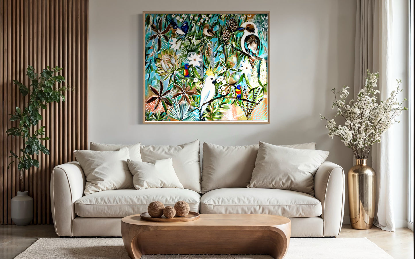 Wings among the Blossums - 110 x 100 cm