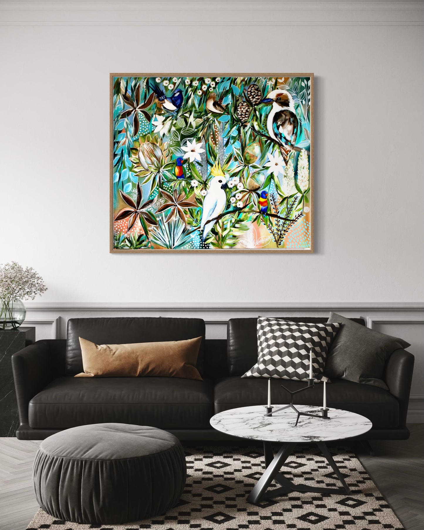 Wings among the Blossums - 110 x 100 cm