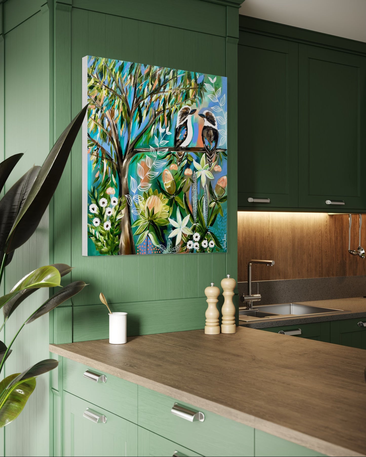 Kookaburras in the Wildflower Grove - 90x80