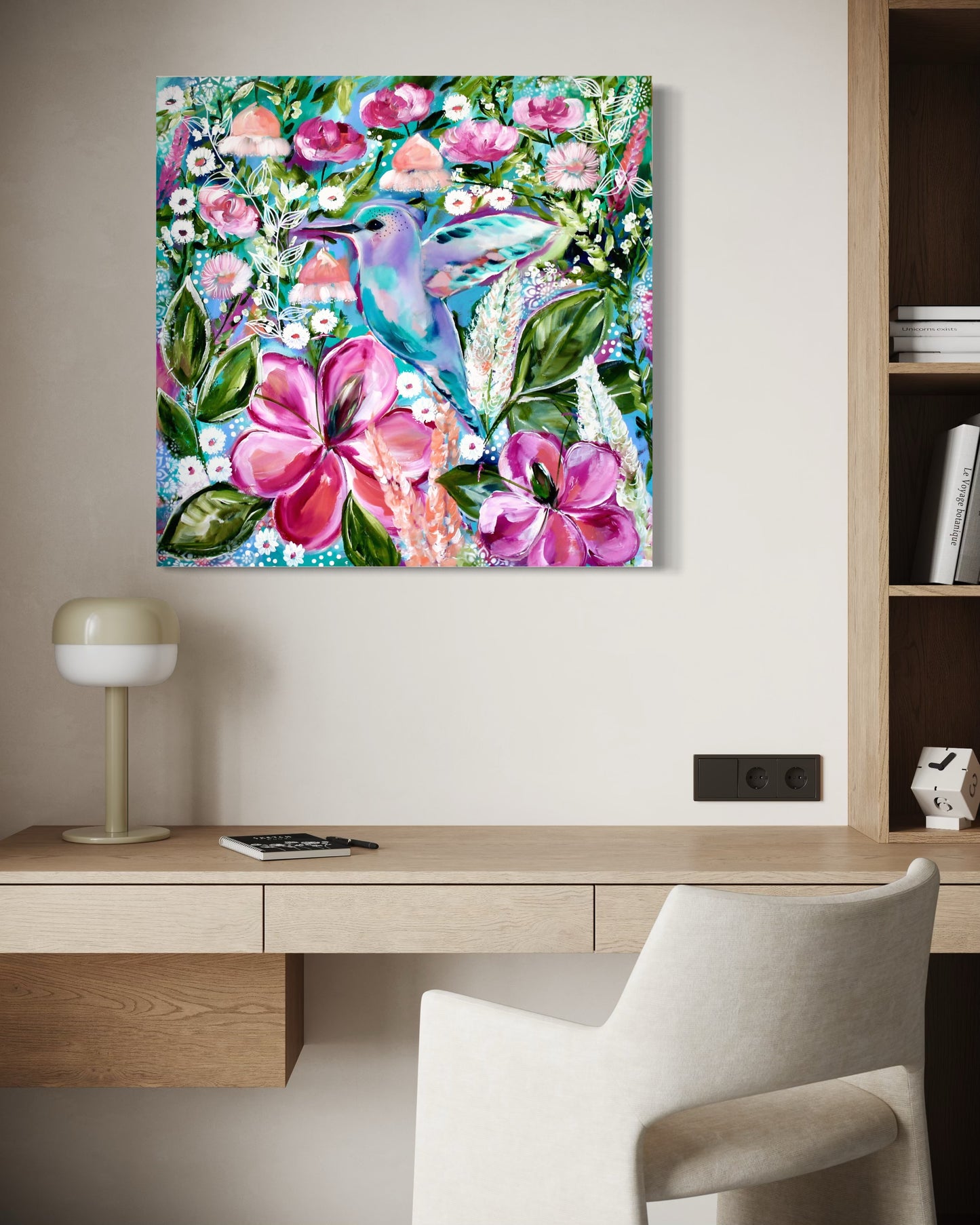 Humingbird in the blossom garden