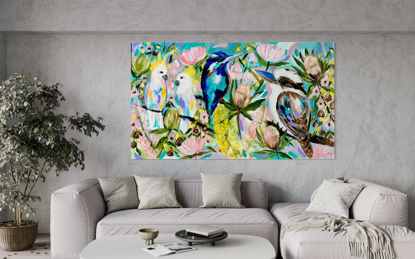 Aussie birds - Whispers of the Outback: Australian Birds and Native Flora Collection - Julia Jones Art