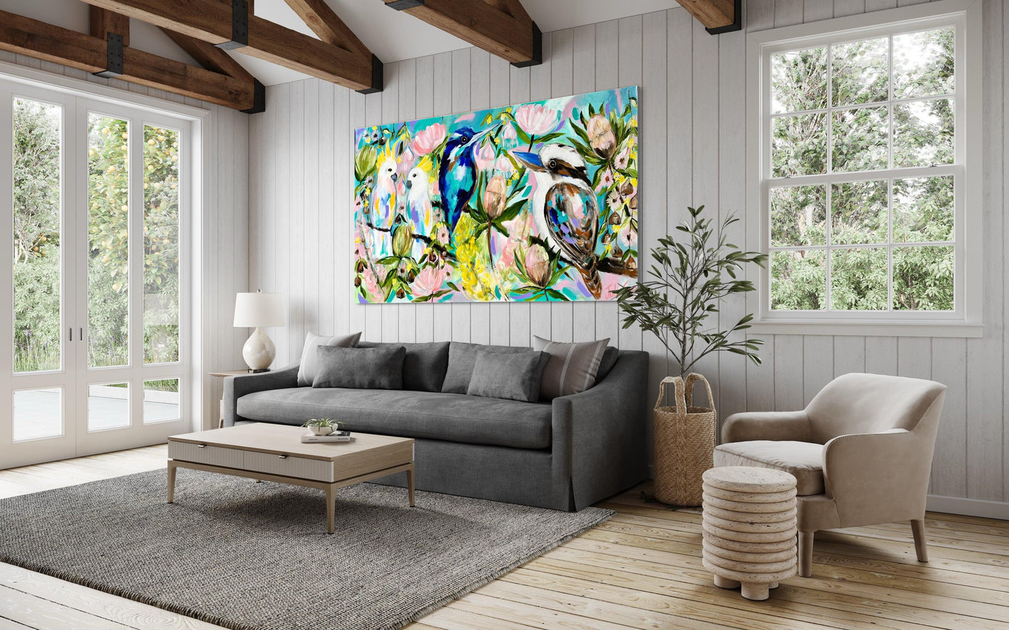 Aussie birds - Whispers of the Outback: Australian Birds and Native Flora Collection - Julia Jones Art