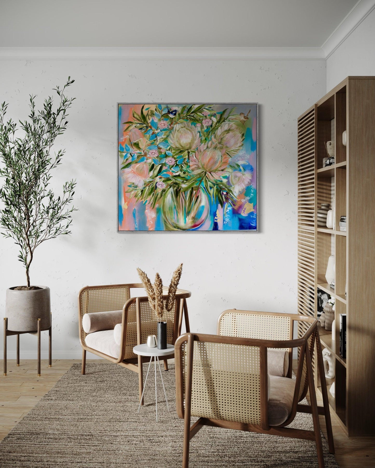 Australian Elegance: Proteas and Wrens - Julia Jones Art