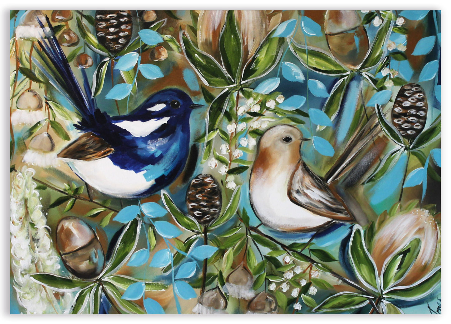 Wren Couple – A3 Art Print