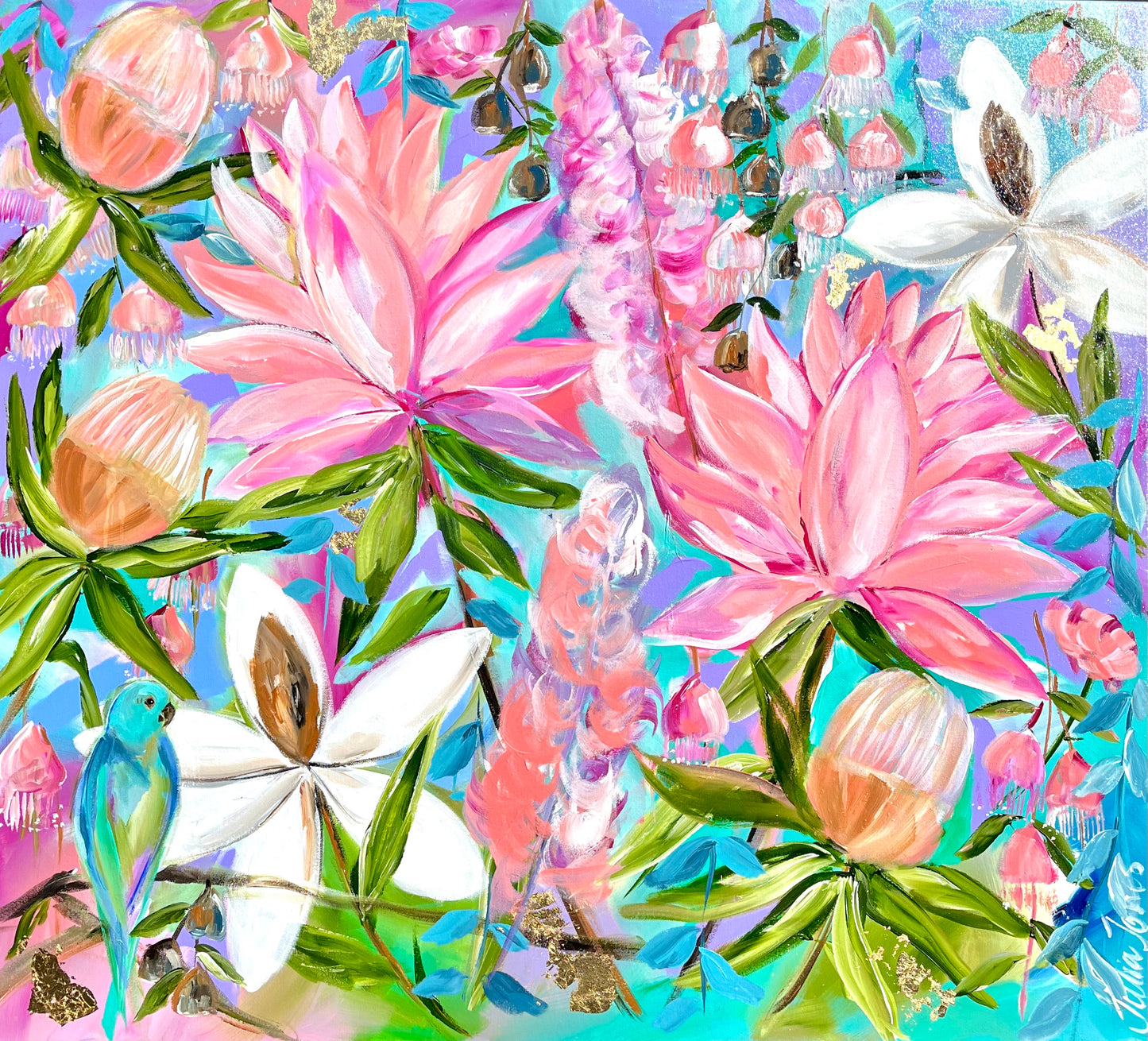 Out in the Garden - 1.1x1m - Original Artwork available by commission
