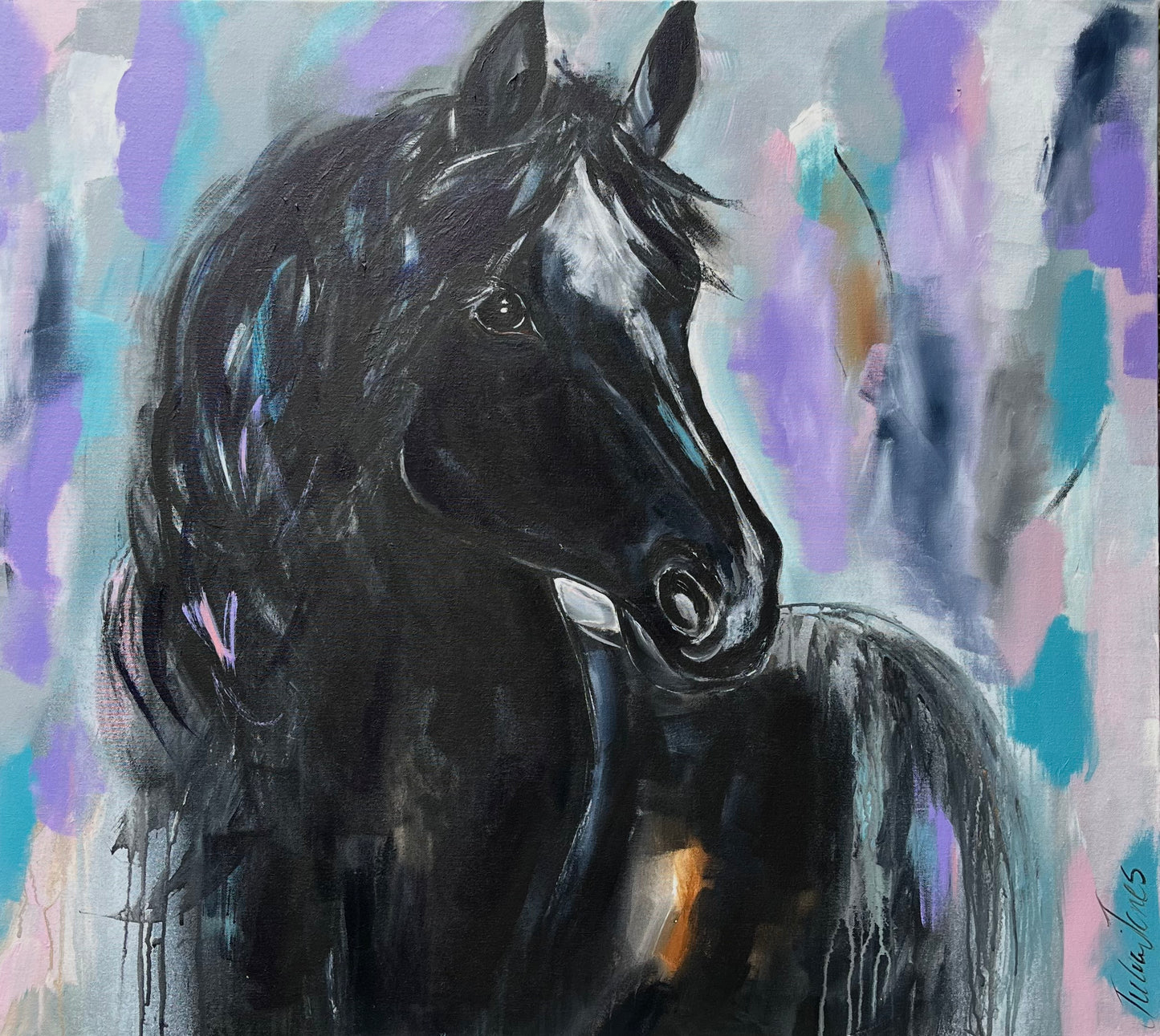 Black Stallion untamed beauty - 900 x 1m - Original Artwork - Available by Commission