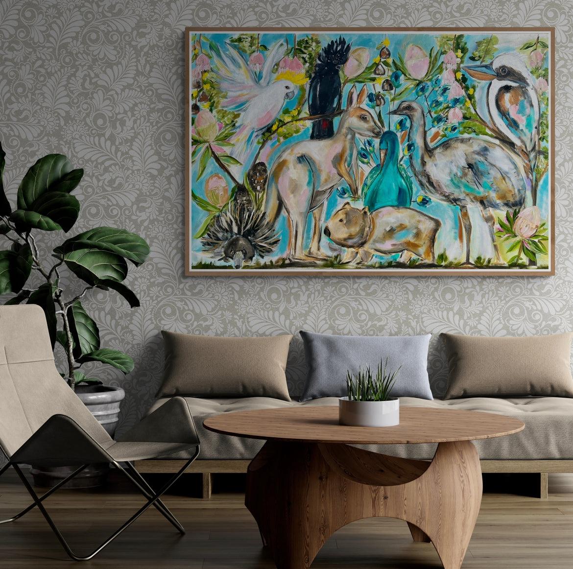 Aussie Animals big and small - 1.5x1m - Original Artwork - Available by Commission