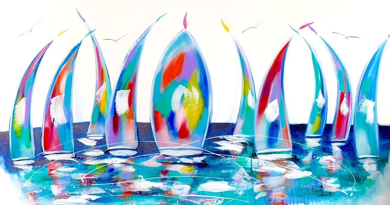 Capture the ocean breezes in the Sails -1.5 x 1m - Original Artwork - Available by Commission