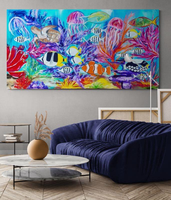 Enchanting Fish Wonderland - 2m x 1m - Original Artwork - Available by commission