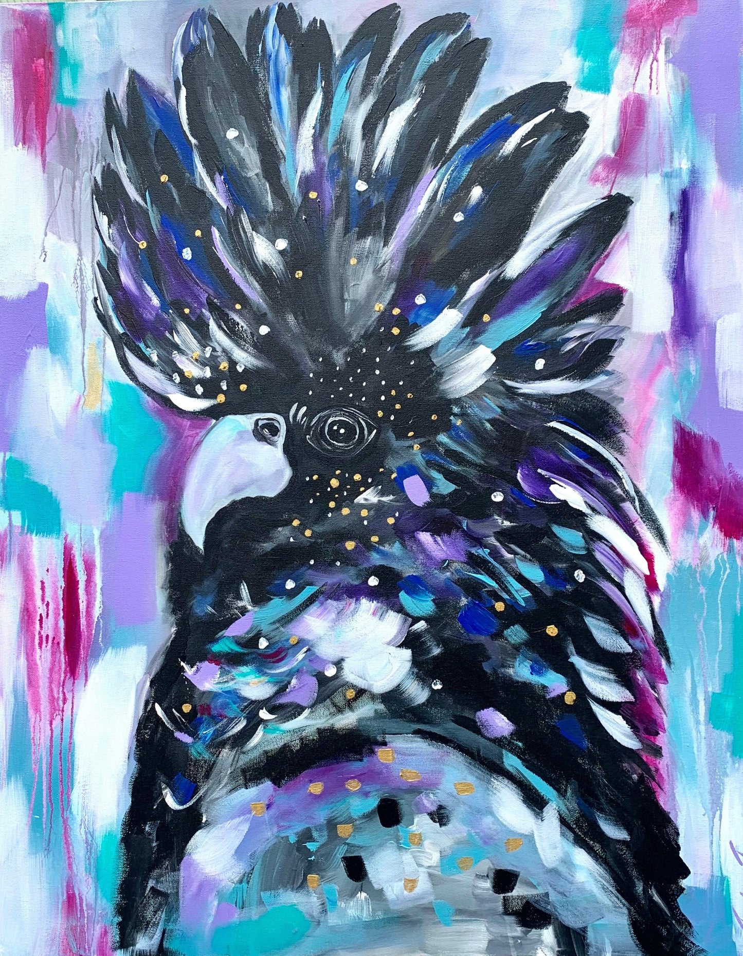 Striking Black Cockatoo - 1mx - 800 - Original Artwork - Available by commission