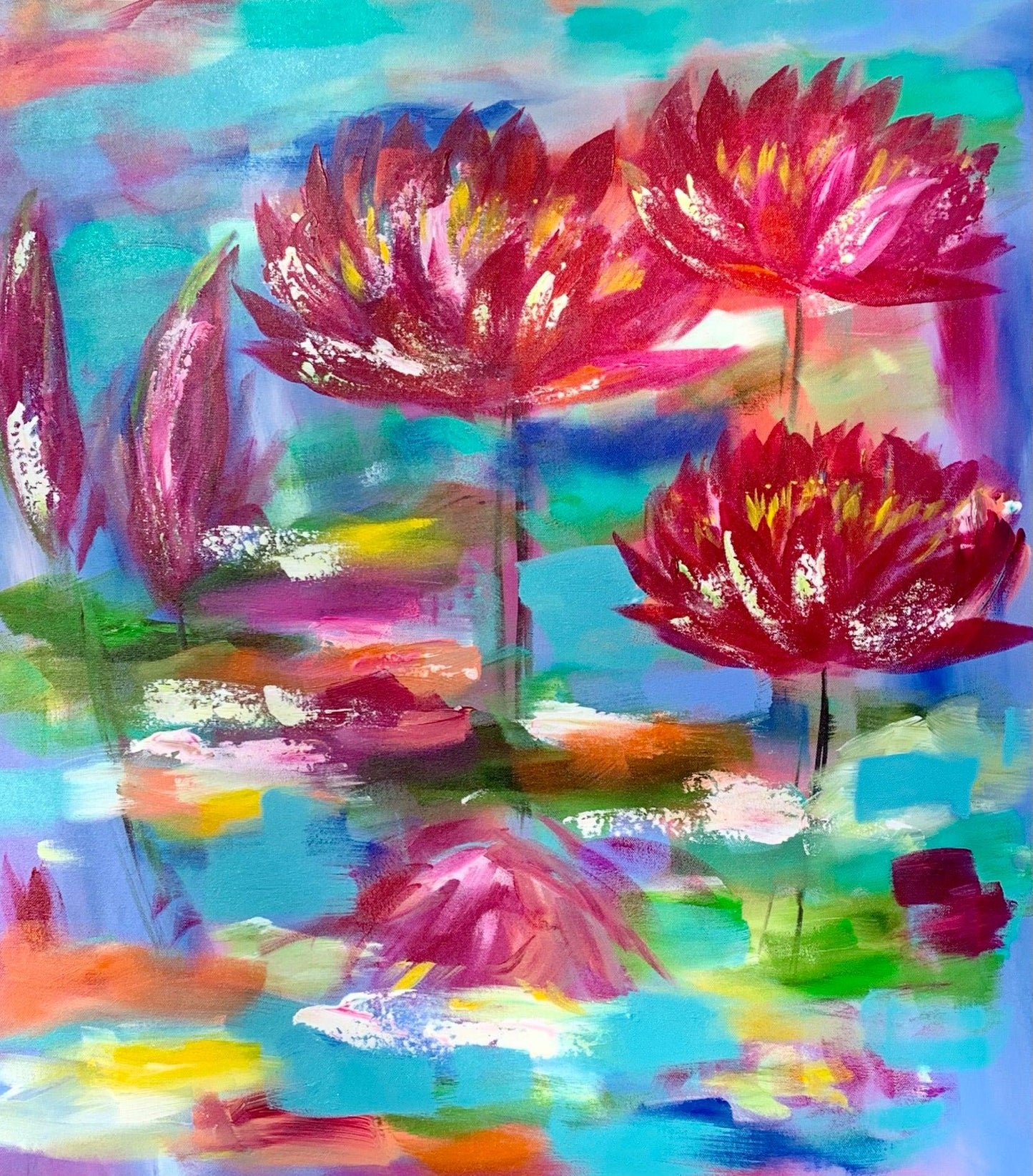 Lilly Pads - 2 piece Artwork - 60x60 - Full Resin finish - Available by commission