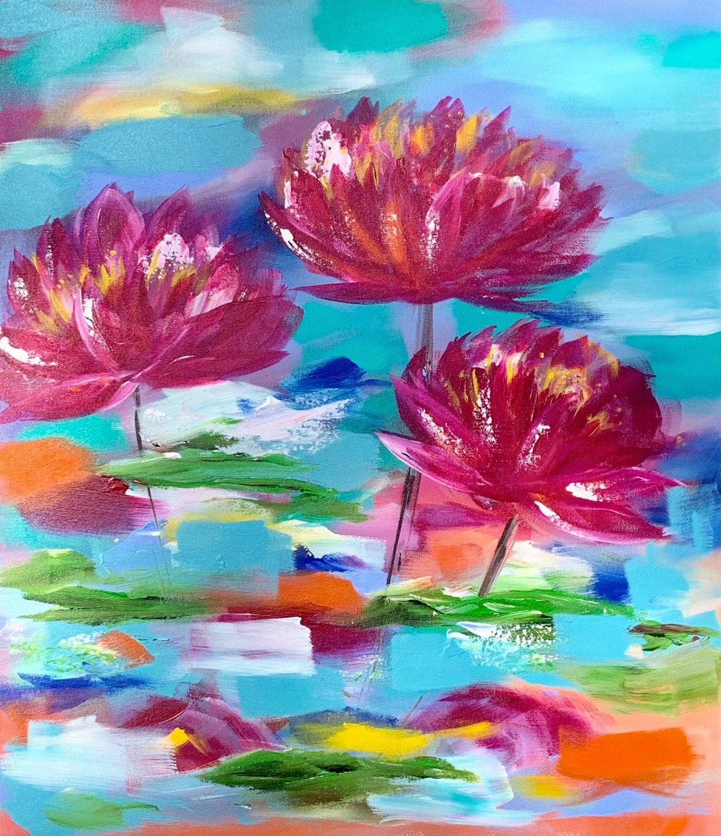 Lilly Pads - 2 piece Artwork - 60x60 - Full Resin finish - Available by commission