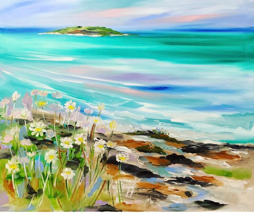 Beach Vibes - Daisies on the Beach - Julia Jones Art