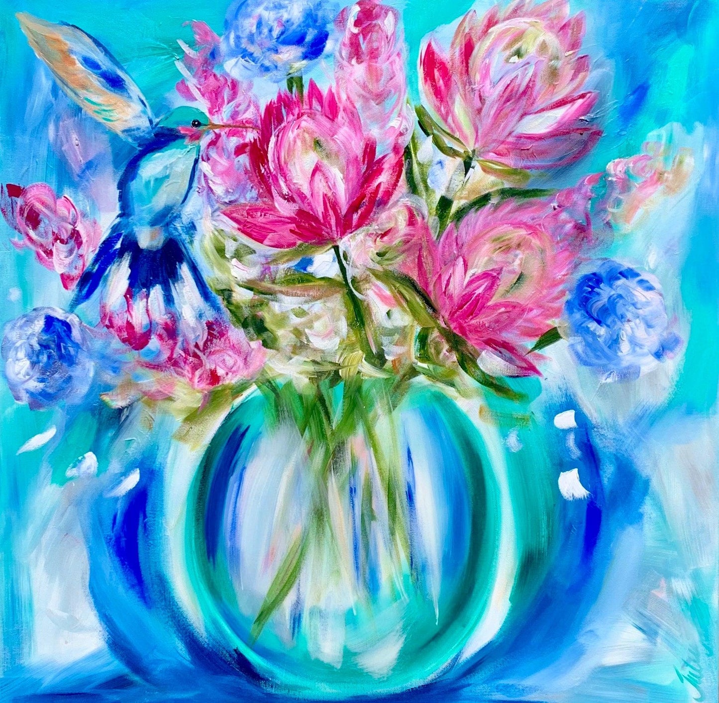Original Canvas Painting - Flutterfly (resin) 900 x 900