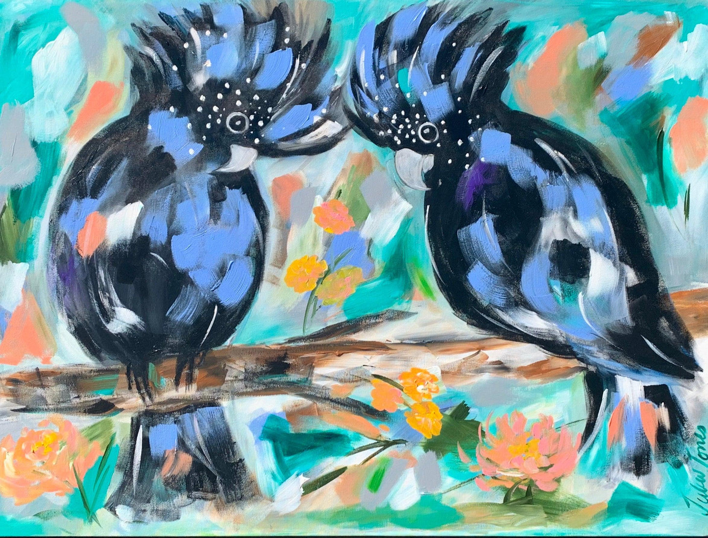 2 Striking Black Cockatoos 1.2 x 900 - Original Artwork - Available by Commission