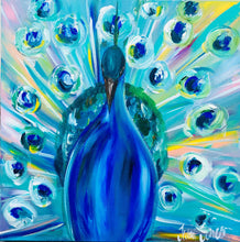 Load image into Gallery viewer, Peacock feathers - 900 x 900 Original Artwork - Available by Commission
