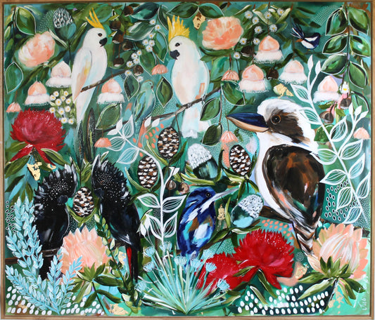 Bushland Gala - A Symphony of Australian Birds & Blossoms 1.4 x 1.2