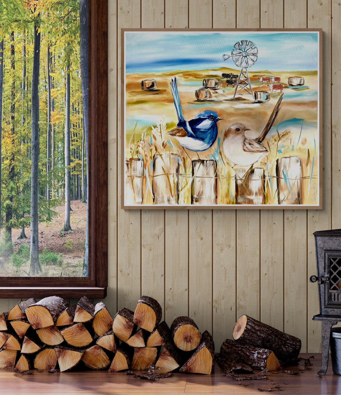Country - Little birds in the Meadows - Julia Jones Art