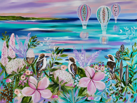 Coastal Chorus - Kookaburras song - 120 x 90 cm
