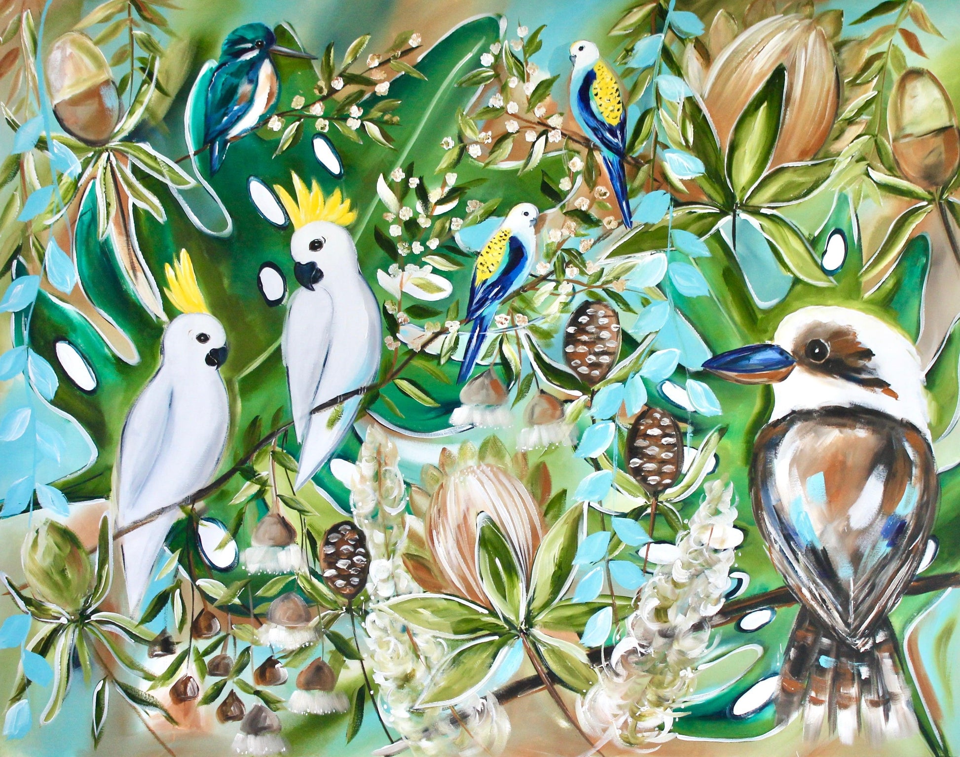 Songbirds of the Australian Bush - 1.4x1.1m - Julia Jones Art