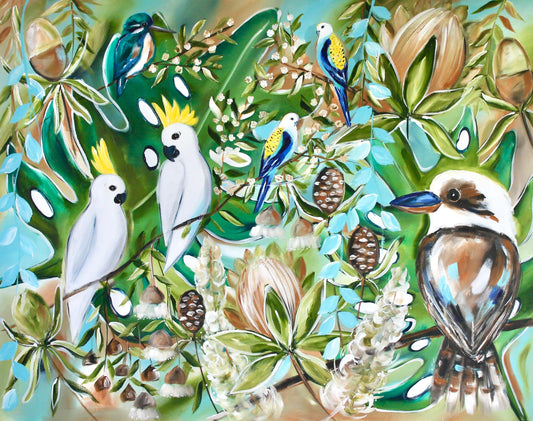 Songbirds of the Australian Bush - 1.4x1.1m - Julia Jones Art