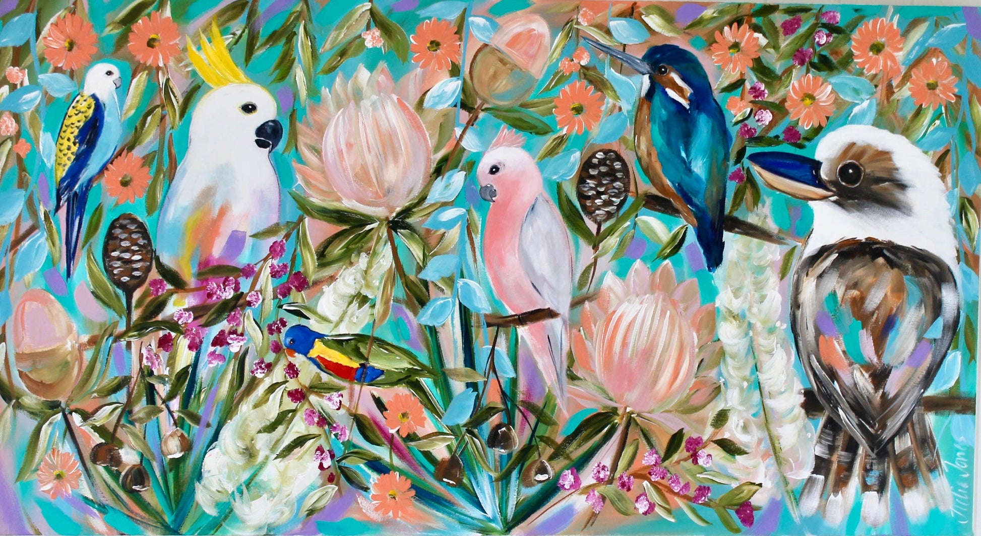 Australian Harmony: A Celebration of Native Birds and Flora - 1.3x700 - Julia Jones Art