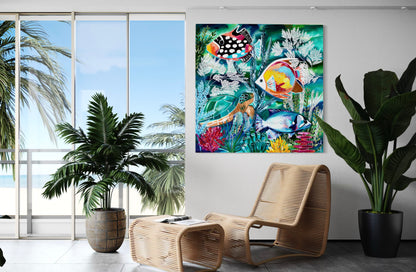 Aquatic Symphony - Life on the Reef - 100 x 100 cm