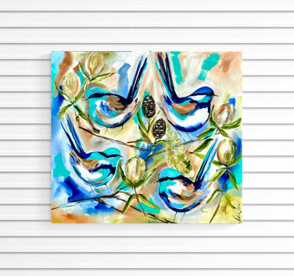 Birds - Sweet little Blue Wrens - Julia Jones Art