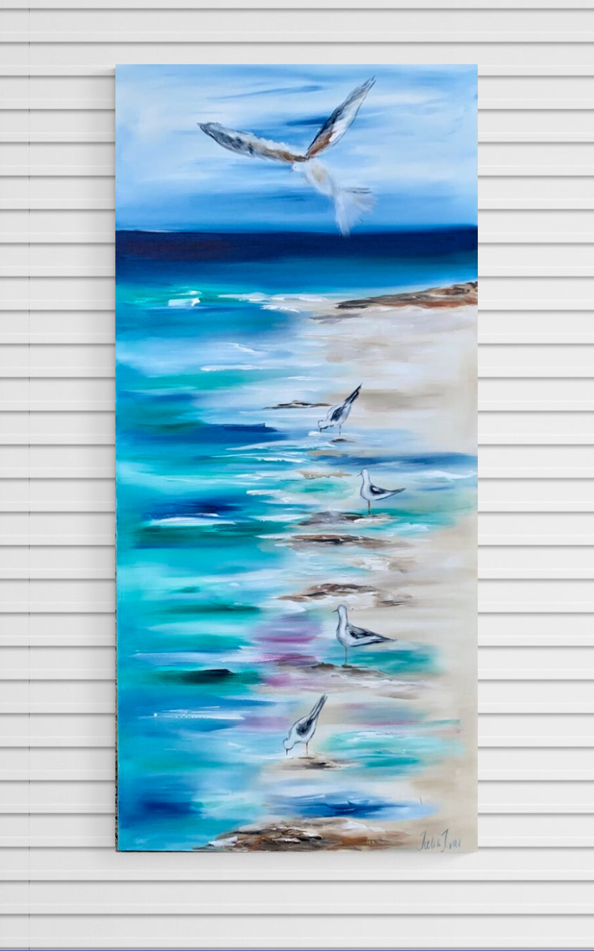 Beach Vibes - Seagulls Flying Freely