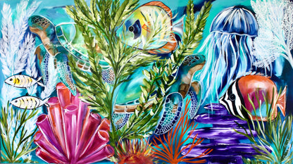 Underwater Wonder - dive into colour and life - 160 x 90 cm