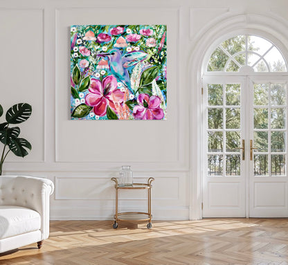 Humingbird in the blossom garden