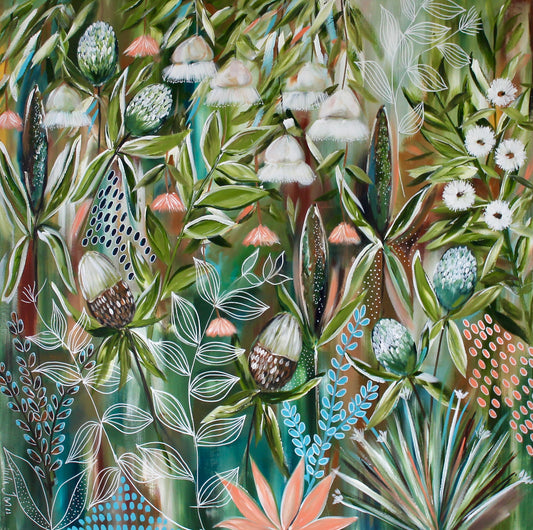 Bushland Bloom - A botanical symphony - 1mx1m