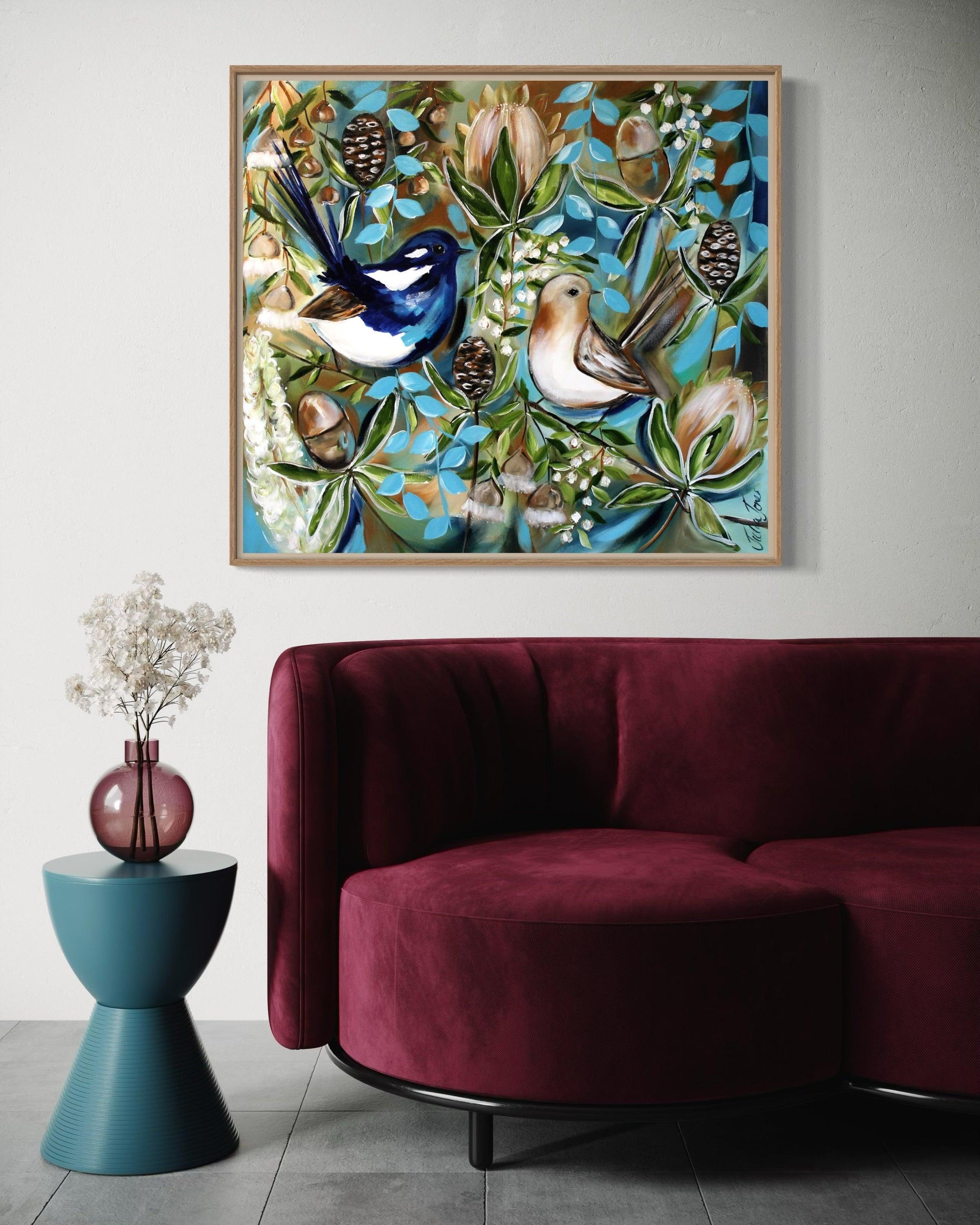 Sanctuary Among the Proteas - 1m x 900 - Julia Jones Art