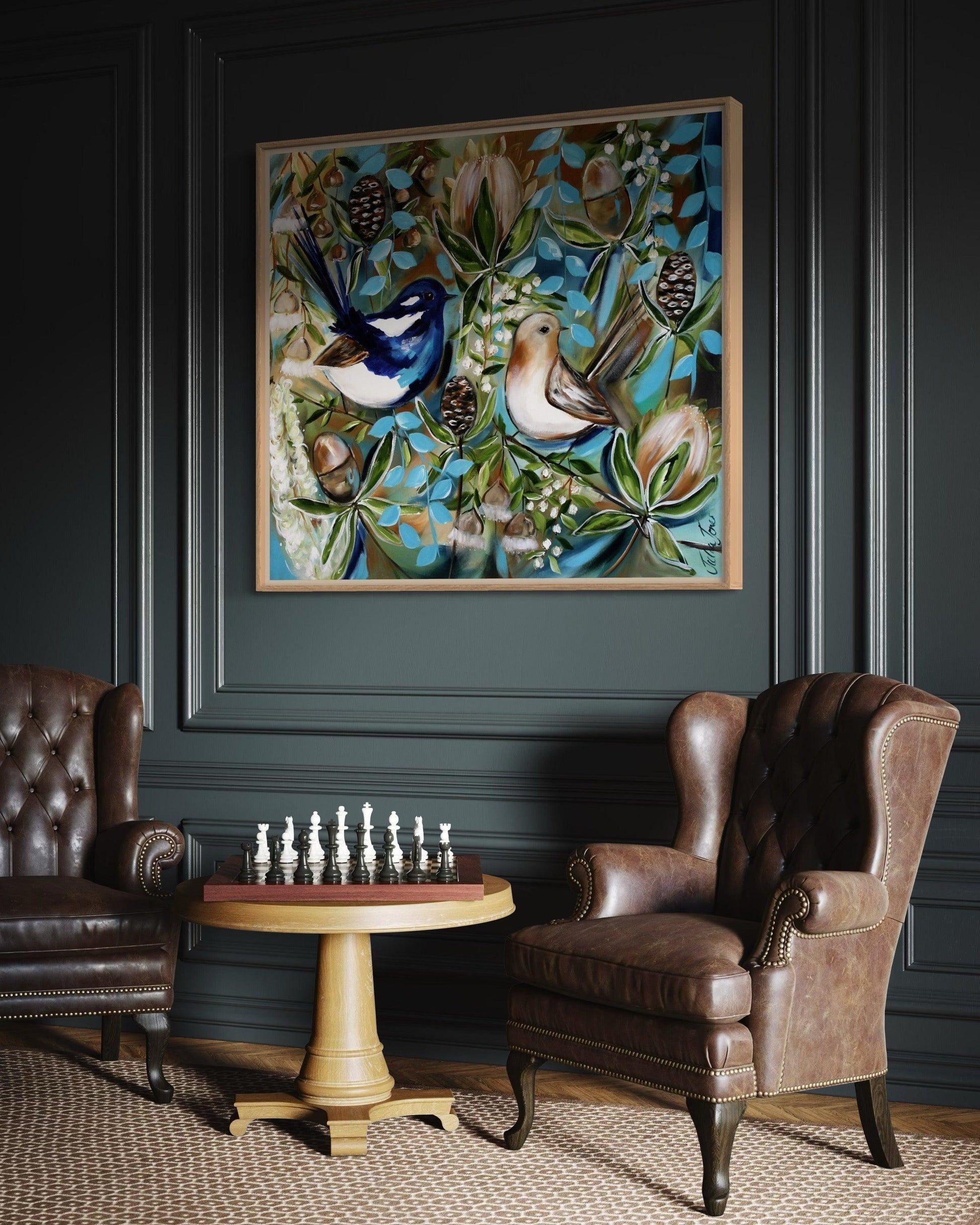 Sanctuary Among the Proteas - 1m x 900 - Julia Jones Art