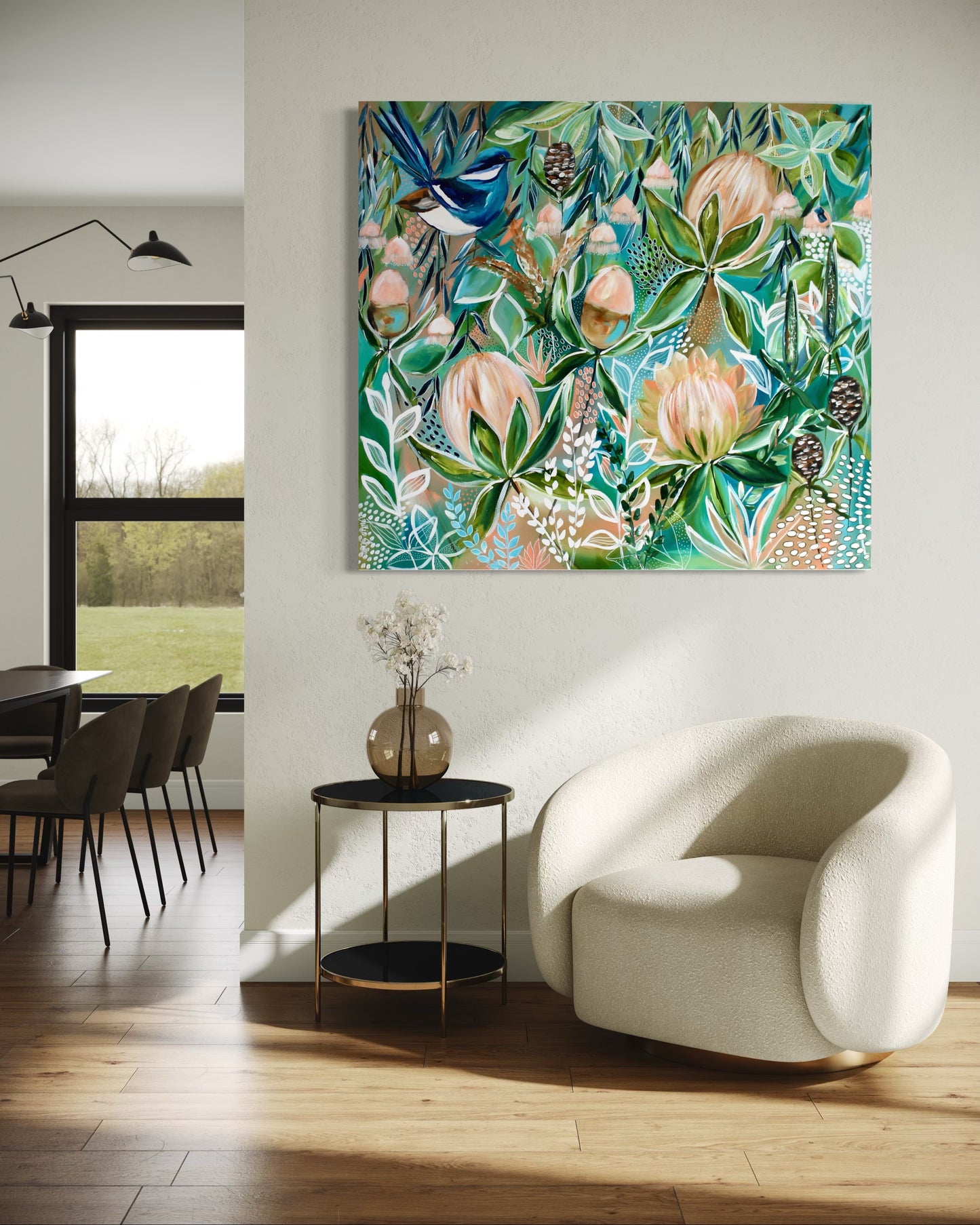 Songbird in the Banksia Garden - 1.1x1m